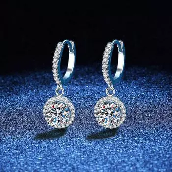 Серьги из стерлингового серебра S925 с круглым муассанитом для женщин, 1 карат, цвет D, покрытие PT950 5mm high carbon stone
