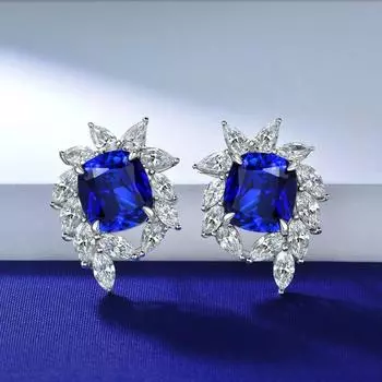 Серьги из стерлингового серебра S925, серьги-гвоздики для женщин, свадебные, дамские, роскошные, 10*11 мм, красные, высокоуглеродистые, бриллиантовые серьги, ювелирные изделия