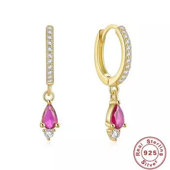 Серьги из стерлингового серебра S925 в стиле Ins, цветные, в виде капли воды с бриллиантами, серьги-кольца, серьги с французским темпераментом 925 Silver