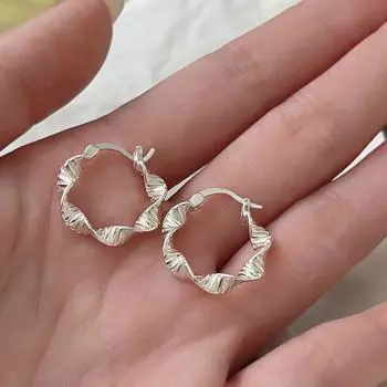 Серьги из стерлингового серебра, женские серьги в спиральную полоску S925, гонконгский стиль, ретро-клипсы для ушей, дизайн, высококачественные серьги 925 серебряный