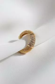 Серьги из сжатого хряща золотого цвета с камнем циркон