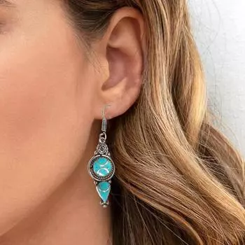 Серьги из тибетской бирюзы и коралла красного цвета в стиле непальского племени 12 г 1,5 1,6 массивный подарок