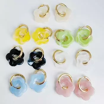Серьги из титана и акрила с яркими цветами
