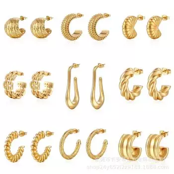 Серьги из титановой стали 18 карат, женские геометрические серьги из нержавеющей стали неправильной формы, универсальные