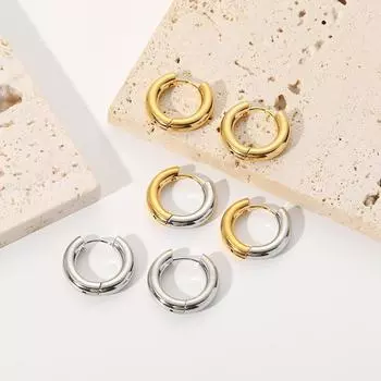 Серьги из титановой стали, цельные, 18-каратное золото, нержавеющая сталь, золото и серебро, разноцветные серьги, модные серьги высокого класса