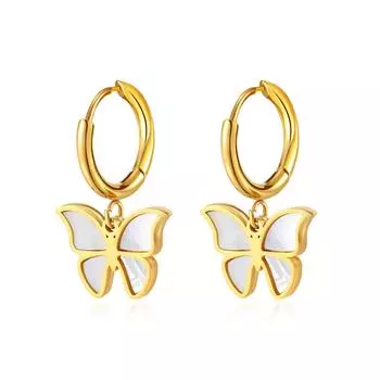 Серьги из титановой стали Cold Wind Niche Design Advanced из нержавеющей стали Mother Shell Butterfly Light Luxury Temperament