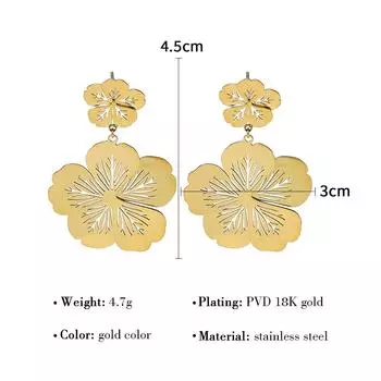 Серьги из титановой стали, модные серьги-гвоздики Sweet Wind, гальванизированные, из нержавеющей стали, с диском в виде пятилепесткового персикового цветка