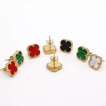 Серьги из титановой стали с четырьмя лепестками клевера, персонализированные женские серьги Ins Netroots, трепещущие на ветру, тот же абзац белый