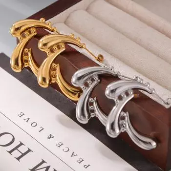 Серьги из титановой стали с французским геометрическим узором, вращающиеся серьги в виде трех капель воды, легкие, роскошные, универсальные, не выцветающие серьги