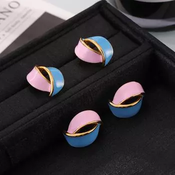 Серьги из титановой стали с каплями масла, простой дизайн, геометрические трехмерные контрастные цветные листья, французский ретро-цвет Morandi