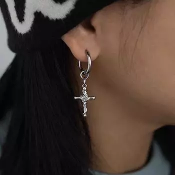 Серьги из титановой стали с переплетенными розами, винтажные, уникальные, модные, элегантные, крестообразные, нишевые, хип-хоп серебряный