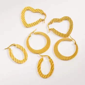 Серьги из титановой стали в стиле ретро Простые классические геометрические серьги из нержавеющей стали