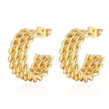 Серьги из витой проволоки из нержавеющей стали Trendy Girl Light Luxury Titanium Steel 18K Gold