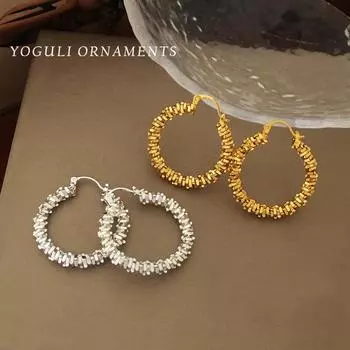 Серьги из высококачественной меди неправильной формы: Европейский и американский модный нишевый дизайн