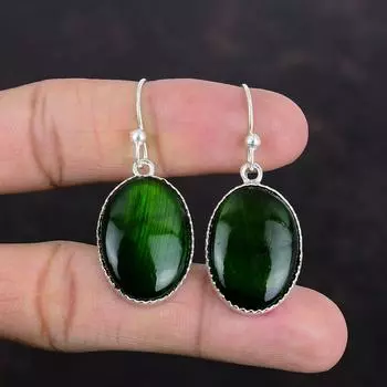 Серьги из зеленого огненного лабрадорита, настоящие драгоценные камни, серьги из стерлингового серебра 925 пробы, серьги ручной работы, подарки для нее, настоящие ювелирные изделия из лабрадорита