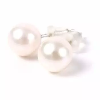 Серьги из жемчуга PLUSTER SV925 Натуральный жемчуг для церемоний Бусины Akoya Flower Box Одиночный жемчуг Подарок на день рождения Ювелирные изделия из гипса 7 мм-8 мм Для женщин [Подарок белый