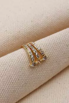 Серьги-каффы из хряща в полоску золотого цвета