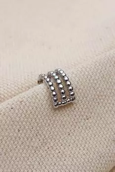 Серьги-каффы серебряного цвета с 3 полосками и хрящом