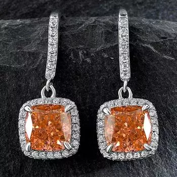 Серьги-капельки из стерлингового серебра 925 пробы с огранкой «подушка» 7 * 7 мм, необычные желтые серьги с муассанитом и бриллиантами для женщин, подарки