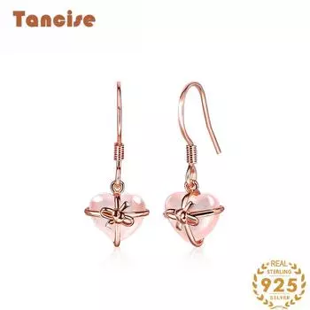 Серьги-капельки из стерлингового серебра 925 пробы с розовыми кристаллами, серьги-капли для женщин, подарки для свадебной вечеринки розовый