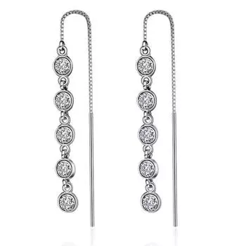 Серьги-капельки с длинными кисточками из стерлингового серебра 925 пробы с кубическим цирконием, серебряные, для женщин, ювелирные украшения для вечеринки, подарок S-E1081