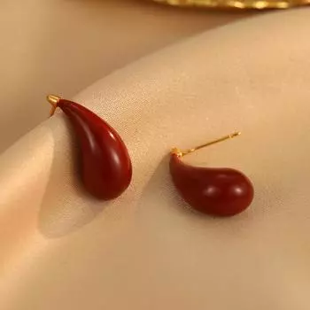 Серьги-капли Ankola Red Water Drop, женские, высокого класса, бордовые, ретро, темпераментные серьги, эмалированные украшения для ушей 18K бордовый