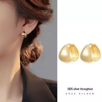 Серьги-капли Banyan Tree S925 из серебра: Глянцевый, высокотекстурный золотой акцент, легкая роскошь, универсальный темперамент для женщин. ES2602 золотой