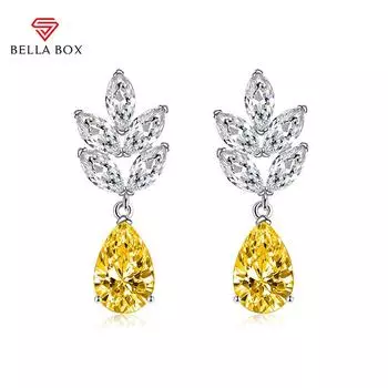 Серьги-капли BELLA BOX, серьги-капли с цирконием, модные женские аксессуары для вечеринок синий