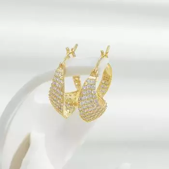Серьги-капли CMM французского дизайна с цирконием золотого цвета золотой