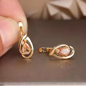 Серьги-капли цвета шампанского и циркона для женщин, серьги-кольца с кристаллами золотого цвета, свадебные украшения шампанского