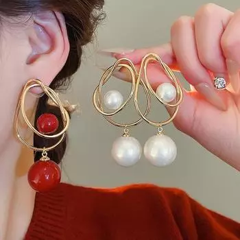 Серьги-капли для женщин, нишевые серьги, легкие роскошные серьги красный