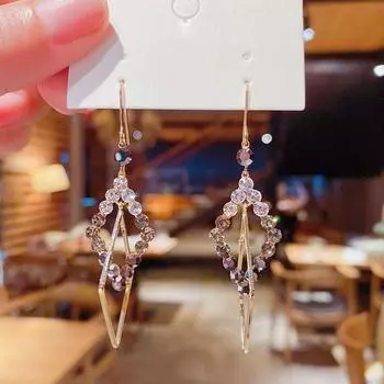 Серьги-капли Doulbe Layer Geometric Drop для женщин, новые модные украшения, милые подарки