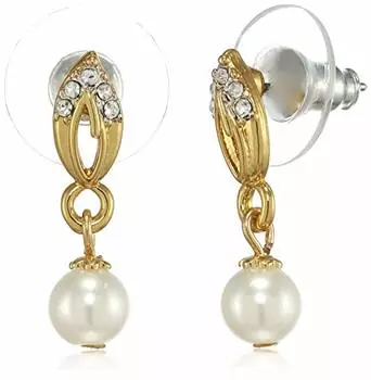 Серьги-капли Estele из 24-каратного золота и серебра с жемчугом «Маркиз» для девочек