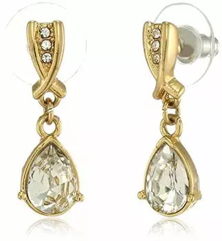 Серьги-капли Estele из цинкового сплава с позолотой 24 карата и бриллиантами-грушами для девочек (Золото) (533/710)