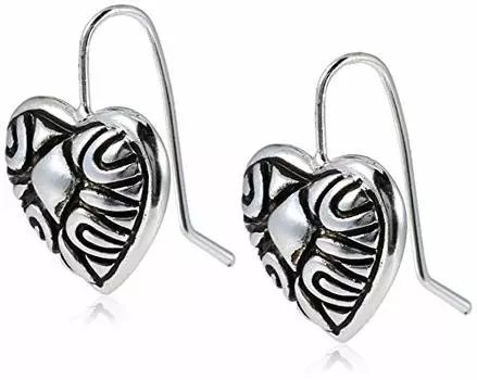 Серьги-капли Estele серебряного цвета с узором в виде сердечек для девочек и женщин