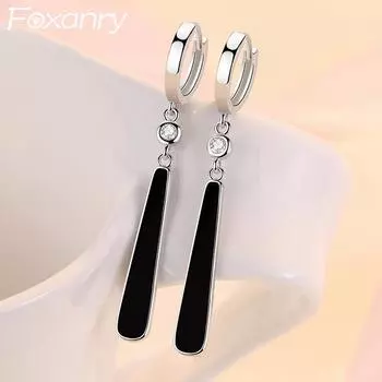 Серьги-капли Foxanry для предотвращения аллергии серебряного цвета для женщин и пар, креативные классические ювелирные аксессуары, подарки