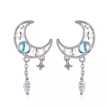 Серьги-капли из 100% стерлингового серебра с лунным камнем для женщин Aros Mujer Oreja, натуральный лунный камень, драгоценный камень Orecchini, серьги-подвески для девочек белый