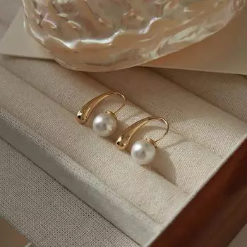 Серьги-капли из французского жемчуга «капля воды» Серьги-гвоздики с летним темпераментом Легкие роскошные серьги