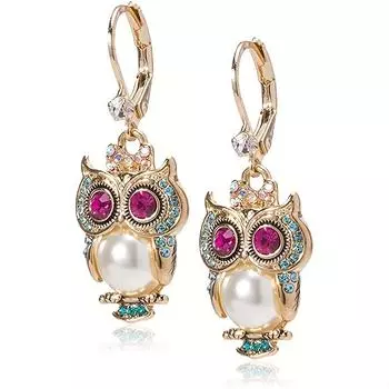 Серьги-капли из искусственного бриллианта с милой совой, креативные висячие серьги из сплава, ювелирные аксессуары для ушей, подарки для женщин и девочек золотой