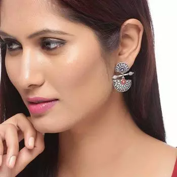 Серьги-капли из латуни и серебра с оксидированным дизайном мандалы, слегка украшенные подвесками для женщин и девочек