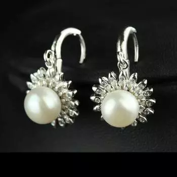 Серьги-капли из натурального пресноводного жемчуга, стерлинговое серебро 925 пробы, подсолнух, элегантный камень принцессы, женский подарок, ювелирные изделия