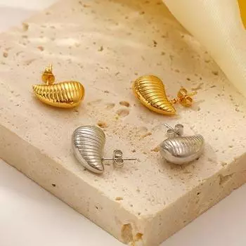 Серьги-капли из нержавеющей стали Hammer Glossy Striped Water Drop, женские трендовые серьги премиум-класса Light Luxury