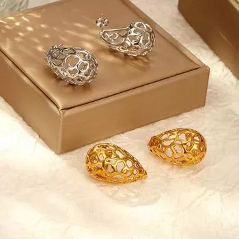 Серьги-капли из полой нержавеющей стали, женские трендовые серьги с покрытием из 18-каратного золота, легкие, роскошные серьги премиум-класса