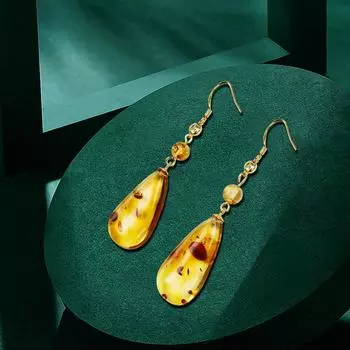 Серьги-капли из янтаря, стерлингового серебра 925 пробы, позолоченные, модные ювелирные изделия, женские серьги янтарь