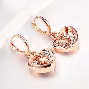 Серьги-капли из розового золота с сердцем Aaa из серебра 925 пробы для женщин, свадебные украшения, подарки