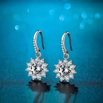 Серьги-капли из серебра 925 пробы, 1 карат, цвет D, муассанит, Halo, висячие серьги-кольца для женщин, свадебные украшения для помолвки 0.5ct 5mm