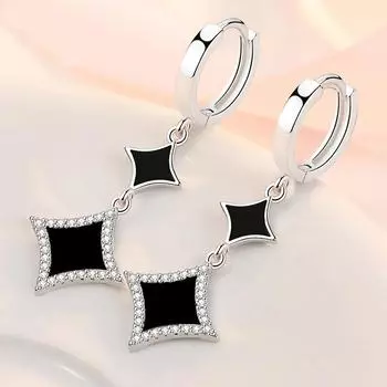Серьги-капли из серебра 925 пробы с цирконием и цирконием, черный крест, серьги для женщин, модные ювелирные изделия, подарок для девочек бронзовый