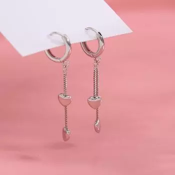 Серьги-капли из серебра 925 пробы с двойной кисточкой в виде сердца для женщин, модные вечерние украшения для девочек, подарки лучшему другу серебряный