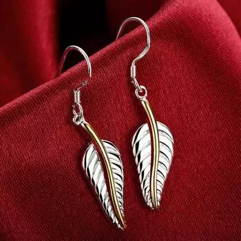 Серьги-капли из серебра 925 пробы с перьями для женщин, свадебные украшения