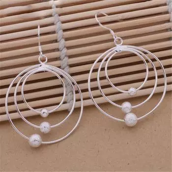 Серьги-капли из серебра 925 пробы с тремя кругами и бусинами для женщин, свадебные модные украшения